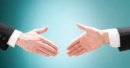 business man positive deal with handshake isolated business man positive deal with handshake isolated