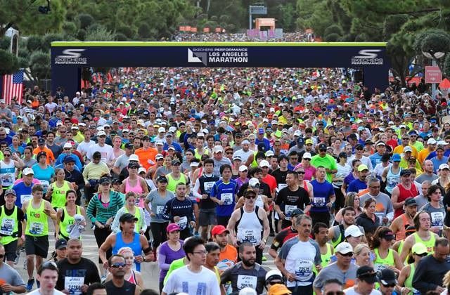 Fra Los Angeles Marathon som i år gikk på St. Valentinsdagen (Arrangørfoto). Fra Los Angeles Marathon som i år gikk på St. Valentinsdagen (Arrangørfoto).