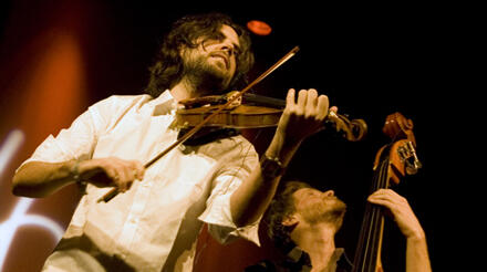 Gjermund Larsen og Sondre Meisfjord fra konserten på ”The old fruitmarket” i Glasgow sist helg. Foto: Eivind Kaasin