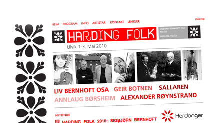 Utsnitt av heimesida www.hardingfolk.no