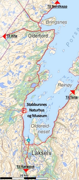 Kart over hvor Stabbursnes Naturhus og Museum er lokalisert