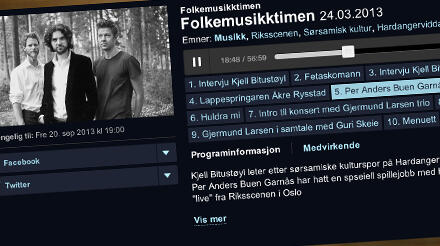 Skjermbilete frå den nye radiospelaren til NRK. (www.nrk.no)