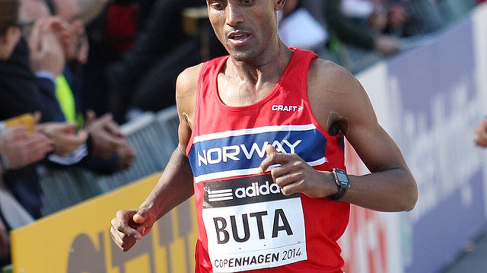 Urige Buta, her fra VM på halvmaraton i København 2014, vant lørdag Haugesund halvmaraton på 1.07.06 (Foto: Kjell Vigestad)
