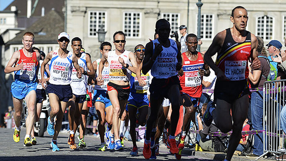 Norge stilte med to mannlige løpere - Urige Buta og Håkon Brox - under maratonløpet i EM i Zürich. (Foto: Bjørn Johannessen)
