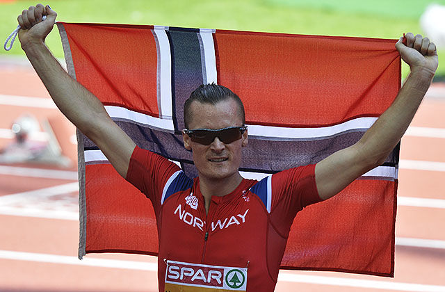 Sist Henrik Ingebrigtsen løp på Letzigrund stadion i Zürich kunne han juble for sølv i EM. Nå løp han meget offensivt i Diamond League-stevnet på samme bane. (Arkivfoto: Bjørn Johannessen) 
