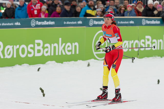 Heidi Weng, BUL vant årets NM sprint på ski etter å ha hatt best tid på prologen, vunnet kvartfinalen, semifinalen og finale. Foto: Fra Wengs NM gull på Skiathlon i 2014 på Røros. Foto: Erlling Pande Braathen