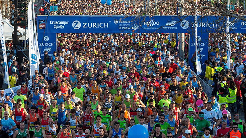 Med 10805 fullførende ble det deltagerrekord i årets Sevilla Marathon. ((Foto: Arrangøren/Juan Jose Ubeda)