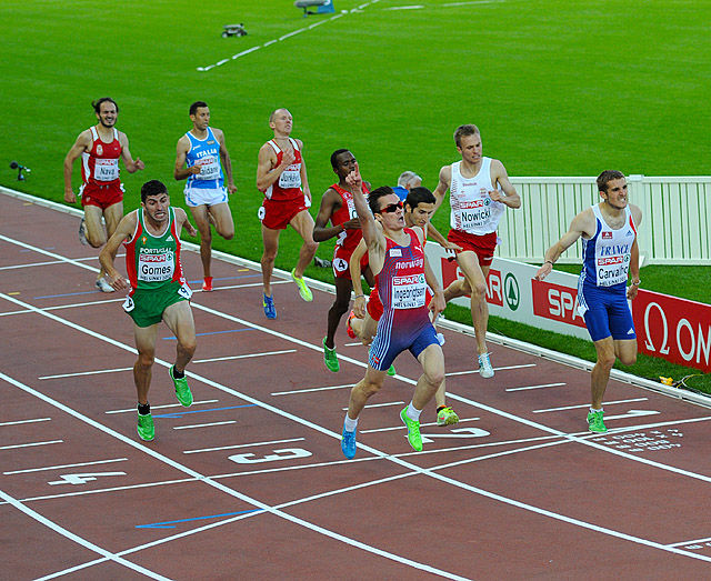 Ingebrigtsens gulløp på 1500m i EM 2012. Foto: Rolf Bøhn