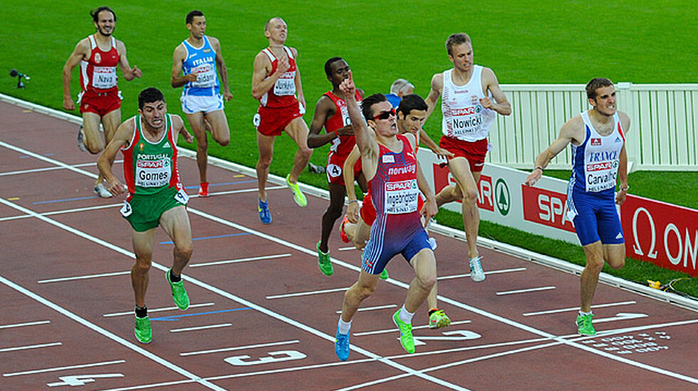 Ingebrigtsens gulløp på 1500m i EM 2012. Foto: Rolf Bøhn
