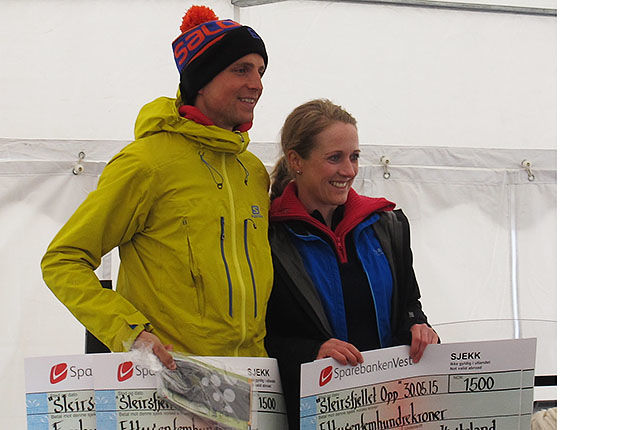 Thorbjørn Ludvigsen vant herreklassen i Sleirsfjellet Opp, mens vinner i dameklassen ble Sara Rebekka Færø Linde. (Begge foto: arrangøren)