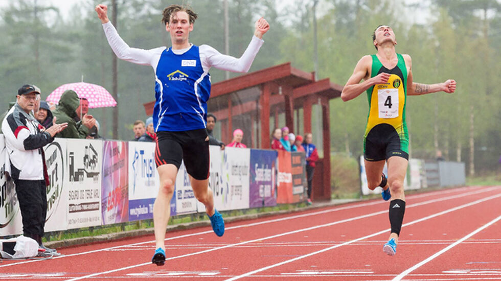 Mauritz Kåshagen fosset inn på 48.00 og vant  400 m med 31 hundedeler foran Andreas Roth under åpningstevnet i Trysil lørdag (Foto: Ola Matsson)