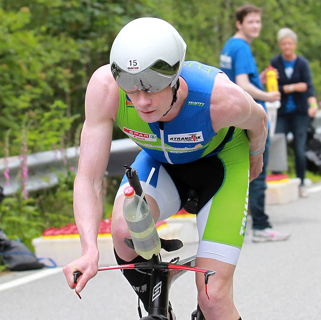 Nr. 4: Gudmund Snilstveit ble beste norske triatlet i Haugesund og var ikke langt fra en plass på pallen, som var hans store målsetting. Min beste konkurranse i Haugesund, sa Gudmund etter målgang! (Foto: Kjell Vigestad)