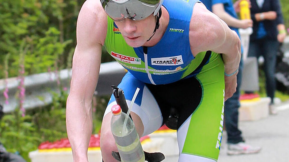 Nr. 4: Gudmund Snilstveit ble beste norske triatlet i Haugesund og var ikke langt fra en plass på pallen, som var hans store målsetting. Min beste konkurranse i Haugesund, sa Gudmund etter målgang! (Foto: Kjell Vigestad)