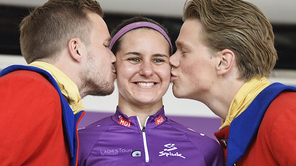 Amerikanske Megan Guarnier vant lørdagens etappe i Ladies Tour of Norway i Halden. (Alle foto: Bjørn Johannessen)