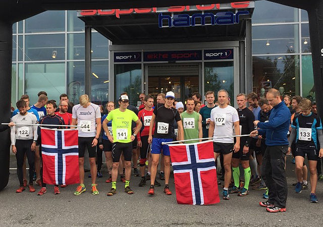 Det fjerde løpet i den Salomon Trail Tour hadde 42 deltakere fra Sport1 på Olrud nord for Hamar. (Arrangørfoto)