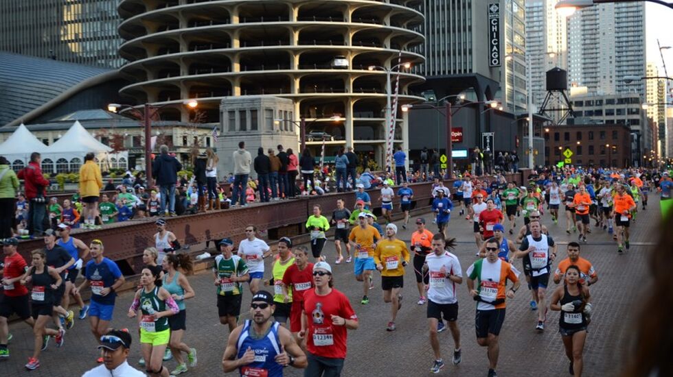 Fra fjorårets Chicago Marathon (arrangørfoto).