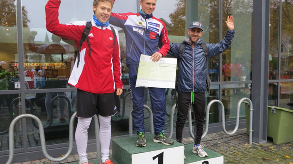 De tre raskeste i herreklassen. Det ble en tøff kamp om seieren i herreklassen der Markus Holter, Halden SK, vant på 7:24 ett sekund foran August Flø, SK Vidar 7:25. På 3. plass kom Håvard Solberg, Team Solberg med tiden 7.37.