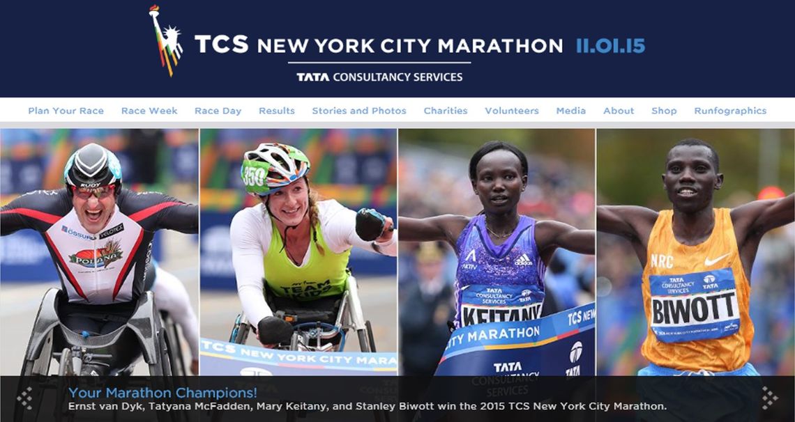 Ernst van Dyk, Tatyana McFadden, Mary Keitany, and Stanley Biwott win the 2015 TCS New York City Marathon (foto: NYRR)