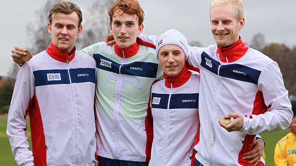 De norske løperne som fikk bronse i lagmesterskapet: fv. Erik Udø Pedersen, Marius Vedvik, Audun Nordtveit og Hans Kristian Fløystad.