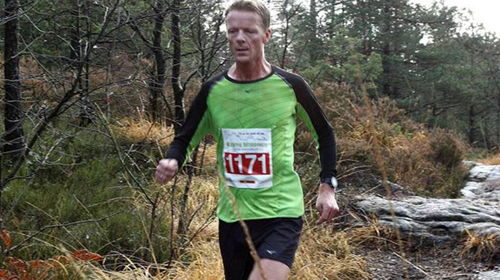Herrevinner: Ole Kristian Heggheim, Kristiansand Løpeklubb, satte ny løyperekord på 21 km på tida 1.38.19. Foto: Arrangøren