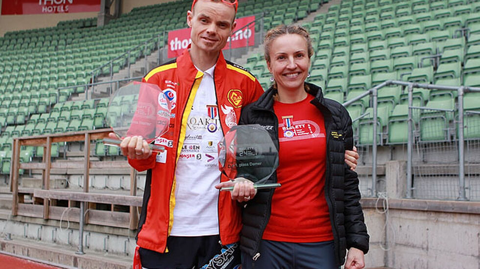 NM-vinnerne og totalvinnerne på Bislett 24-timers, Bjørn Tore Taranger og Therese Falk (foto: Kjell Vigestad).