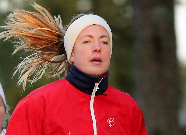 Line Haug Pedersen var klart raskeste kvinne. Bildet er fra et karuselløp på Bjørkelangen januar 2015 (foto: Bjørn Hytjanstorp).