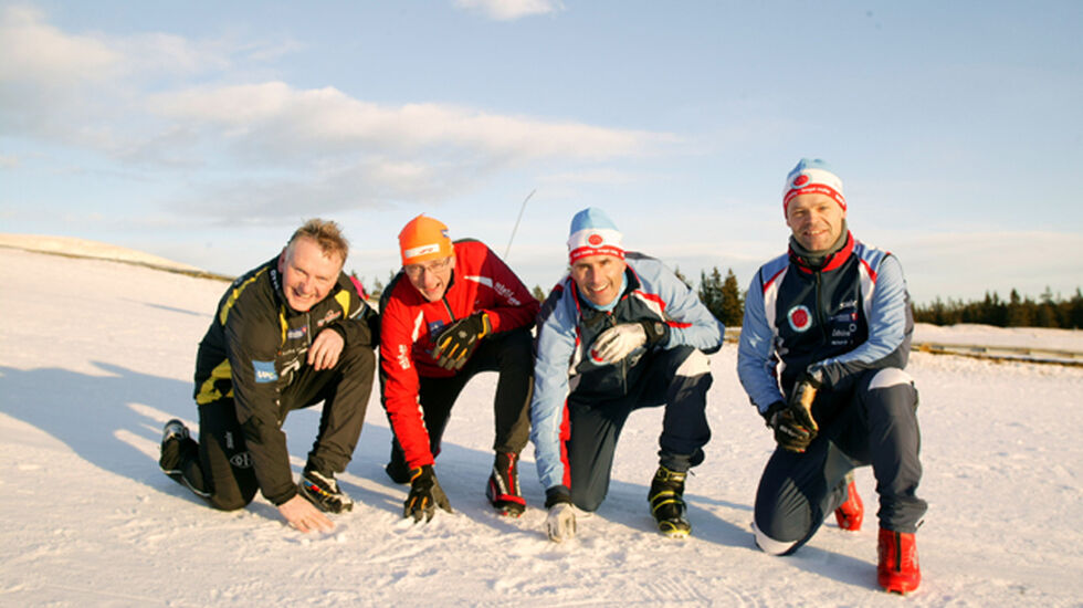 KLARE FOR SKI-TOUR: F.v. Trygve Slokvik, Ottestad IL, Martin Skramstad, Løten/Nordbygda ski, Jo Helgestad og Ole Chr. Bang fra Hamar skiklubb har planene klare for gjennomføringen av langrennscupen Tour de Hedmarken. TEKST OG FOTO: Erik Neby