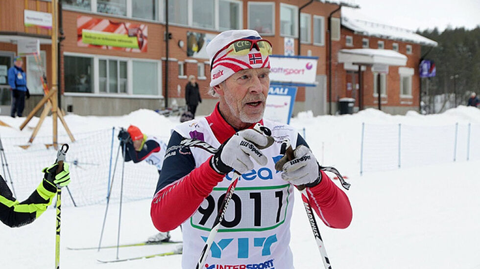 Finn Magnar Hagen etter å ha sikret seg sitt første gull i årets veteran-NM. (Arrangørfoto)