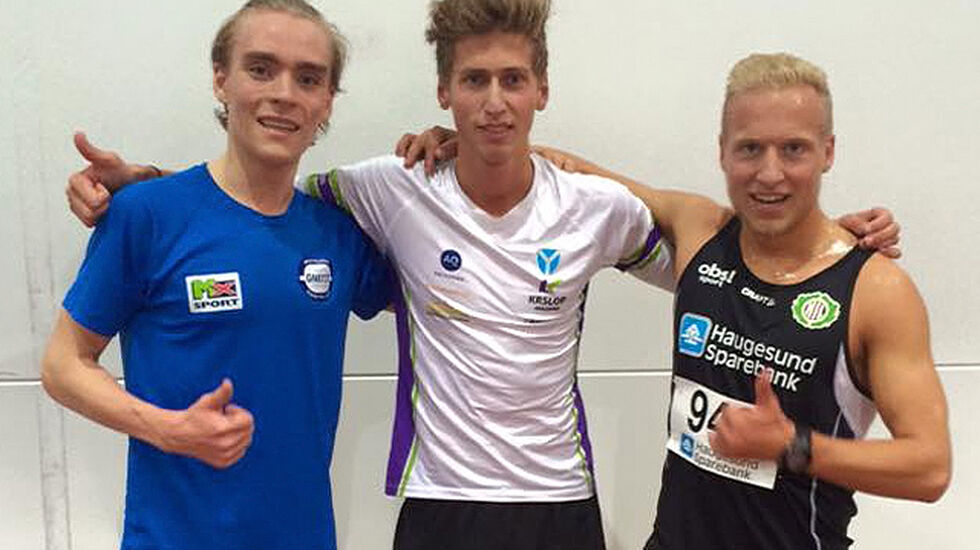 Kristian Tjørnhom (midten) vant foran Jens Larsen Åstveit (til venstre) mens Ole Mikal Tørsdal ble nummer sju. (Foto: Morten Velde)