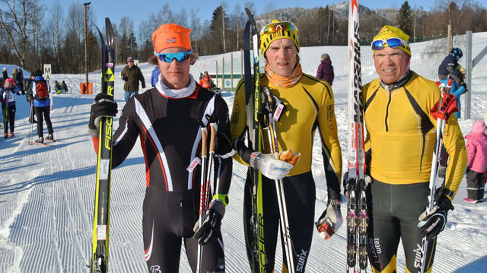 De tre raskeste i «Kjølen hematt» 2016. F.v. Kjetil Tyrom, Magnus Bleken og Geir Strandbakke.  Foto: Arrangøren