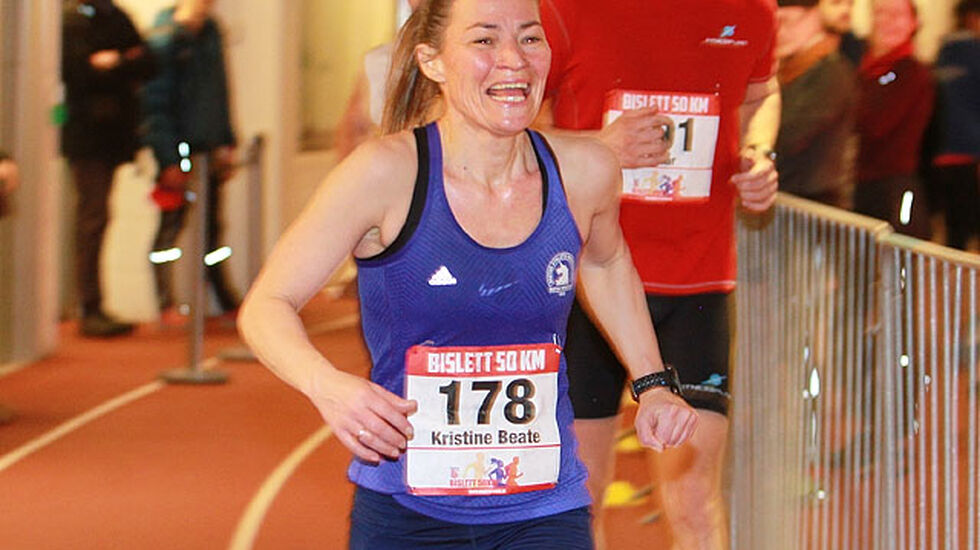 Kristine Beate Walhovd vant Bislett 50 km på fire minutter raskere tid enn da hun ble nr. 2 for to år siden. Foto: Kjell Vigestad