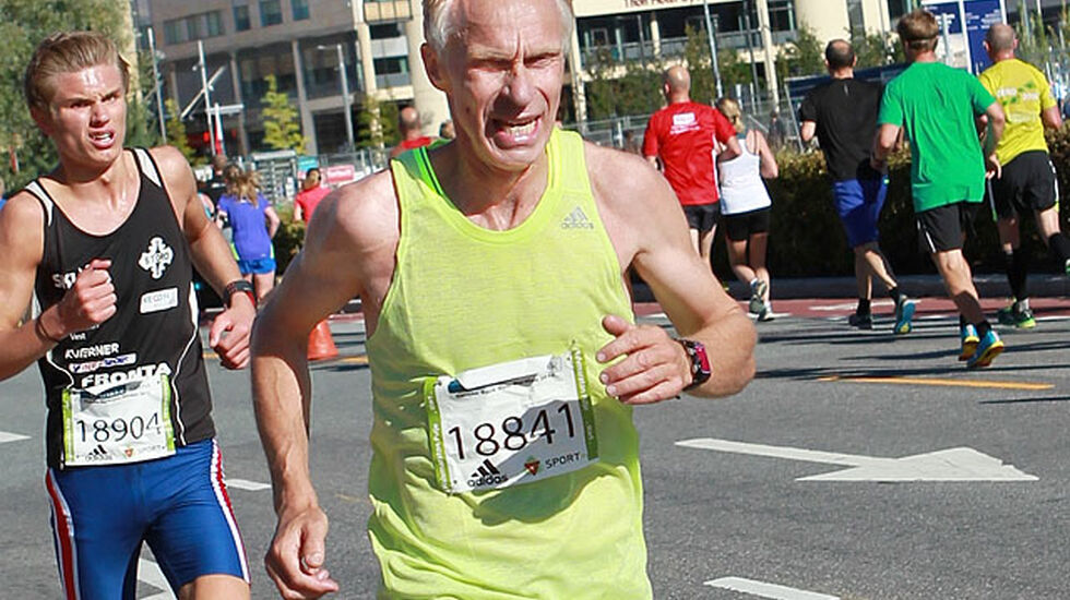 Kristen Aaby i Oslo Maraton 2015. (Foto: Kjell Vigestad)