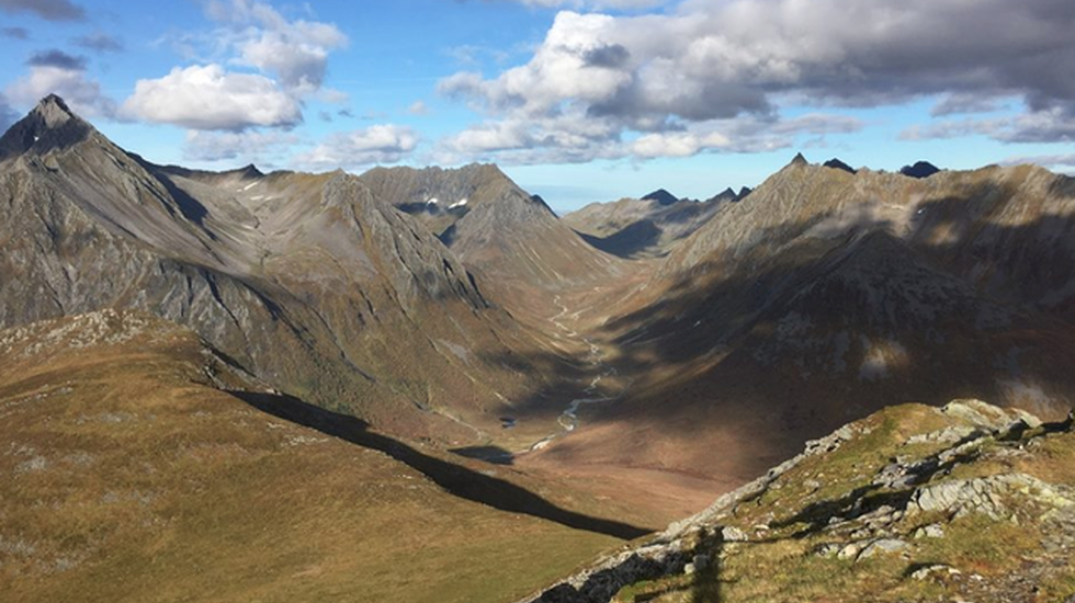Fra løypas høgeste punkt (Sandhornet 909 moh)