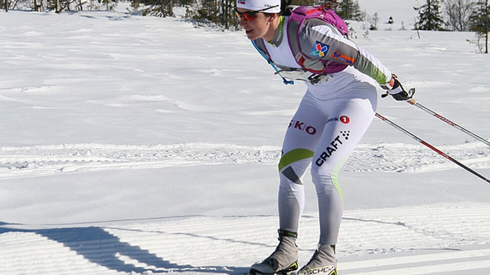 Marit Bjørgen i sitt comeback etter svangerskapet.  Foto: Arrangøren