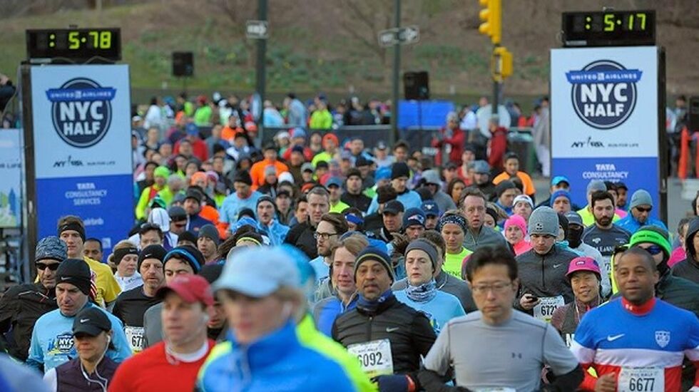 Fra årets New York City halvmaraton som gikk i kjølig vårvær (Arrangørfoto).