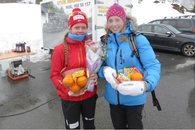 De to beste jentene under Rypeskarrennet 2016: Karoline Erdal (til v.) og Inga Kårstad Skaar. (Arrangørfoto)