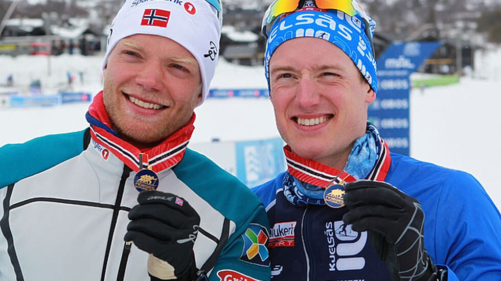 Kjelsås tok gullet: Eirik Brandsdal og Øyvind Moen Fjeld kan mer enn å langt på ski. (Foto: Kjell Vigestad)
