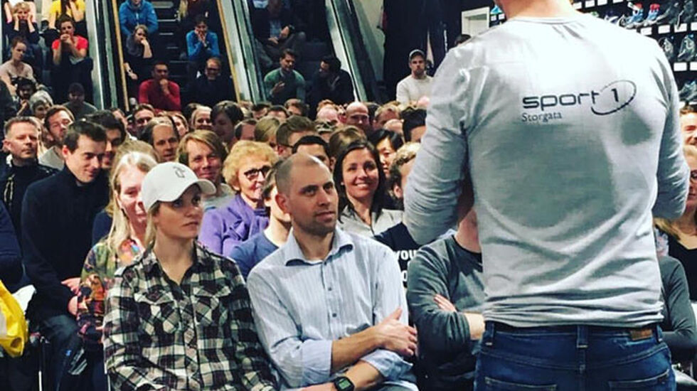 Fult hus hos Sport 1 i Storgata i Oslo mandag da det var kick-off foran triatlonsesongen.