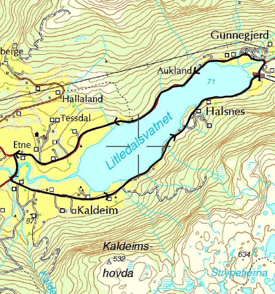 Kart for Litledalsvatnet