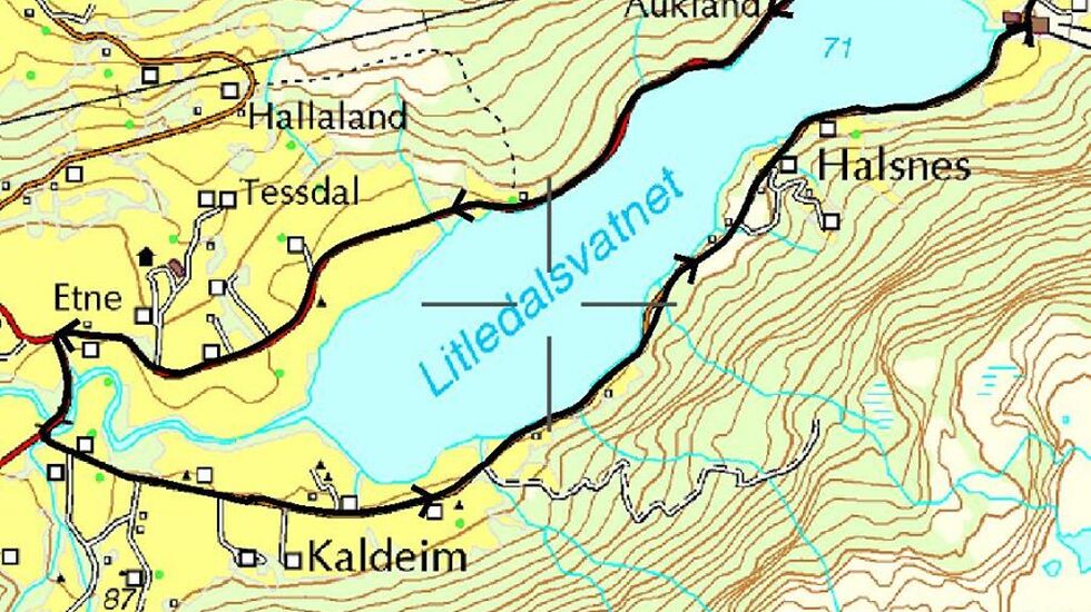 Kart for Litledalsvatnet
