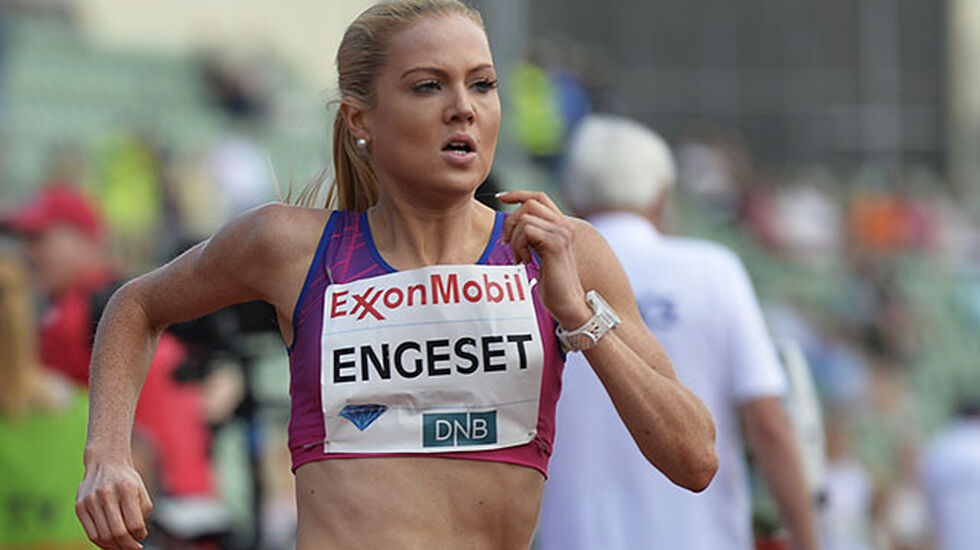 Kristine Eikrem Engeset sesongåpner på bane med å løpe 1500 m på Jessheim torsdag 2. juni. (Foto: Bjørn Johannessen)