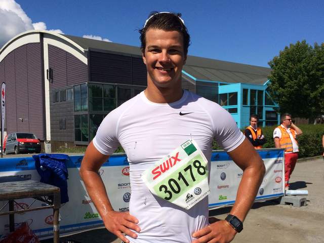 En fornøyd Rune Malo Ødegård etter å ha kommet først i mål på det første Birken fjellmaraton (foto: Elise Hole)