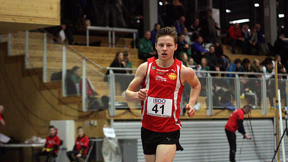 Fredrik Vaeng Røtnes er en av de som mottar stipend fra MSM, her under 1500 meter kappgang i innendørs-UM i februar (foto: Tom Roger Johansen).