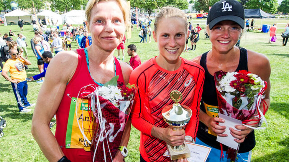 Pallen på halvmaraton med Heidi Pharo som vinner.