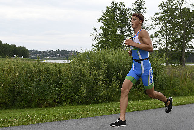 Endre Espedal, Haugesund Triathlonklubb vant den olympiske distansen i Østfold Triathlon med god margin. (Alle foto: Bjørn Johannessen)
