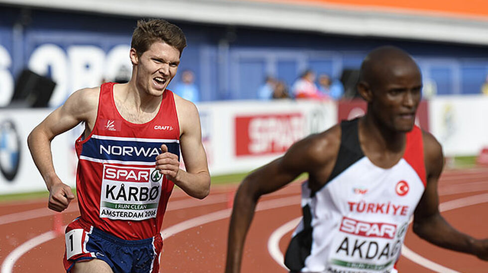 Tom Erling Kårbø åpnet hardt i første heat på 3000 m hinder, men ble til slutt den med best tid som ikke kom videre til finalen. (Foto: Bjørn Johannessen)