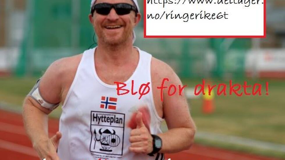 Løpsleder Stig Andy Kvalheim Rambø oppfordrer til å blø for drakta - eller i alle fall så mange kilometer som mulig i løpet av seks timer på Ringerike.