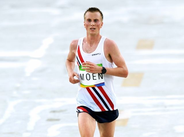 Sondre Norstad Moen topper halvmaratonlista for menn. Bildet er fra maratonløpet i OL i Rio 2016. (Foto: Mark Shearman)