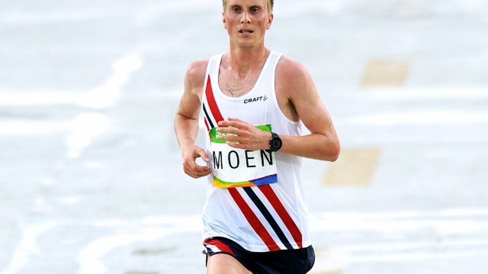 Sondre Norstad Moen topper halvmaratonlista for menn. Bildet er fra maratonløpet i OL i Rio 2016. (Foto: Mark Shearman)