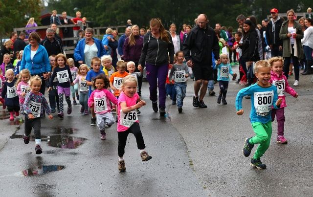Glade barn i Langtrampen i Nannestad. (Foto: Bjørn Hytjanstorp)